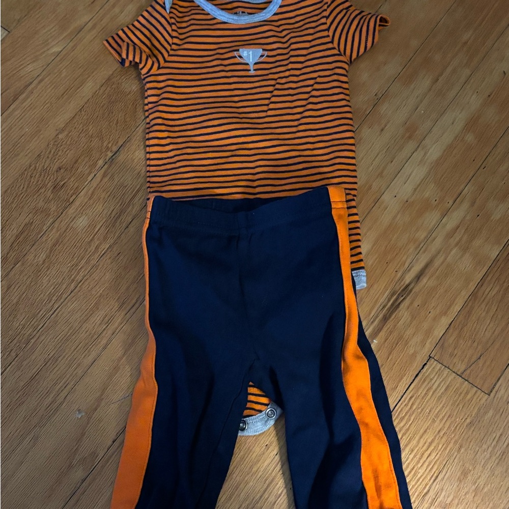 Carter's Orange and Navy Striped Baby Romper